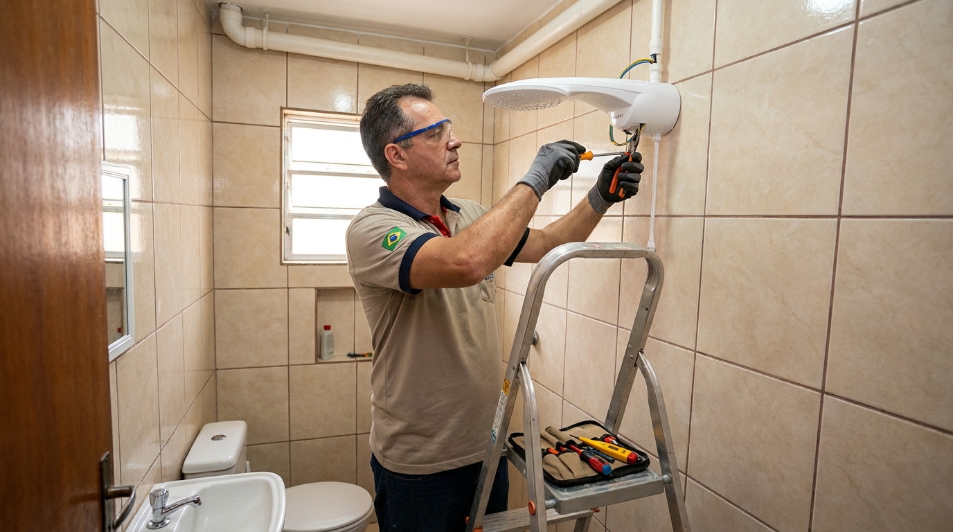 Substituição de Chuveiro Antigo em Anápolis‑GO